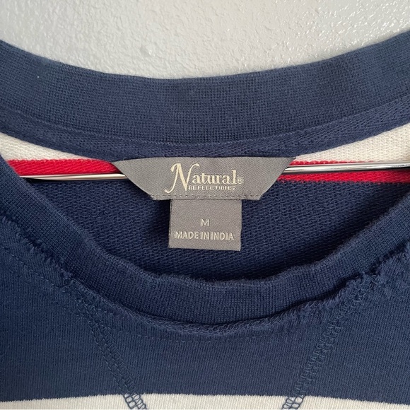 Striped Navy and White Sweater Nautical Fishermancore Fall Preppy - Picture 4 of 6